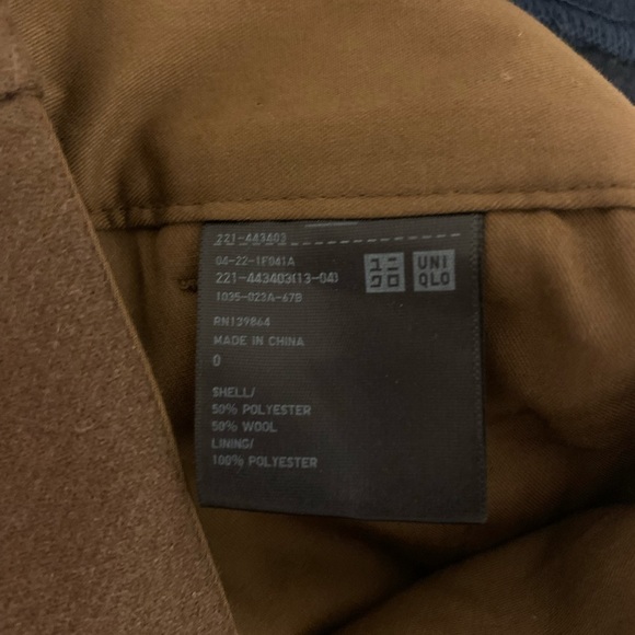 Sold Out Brown U Wool-Blend Tailored Pants Uniqlo Sz 0 - Picture 3 of 4